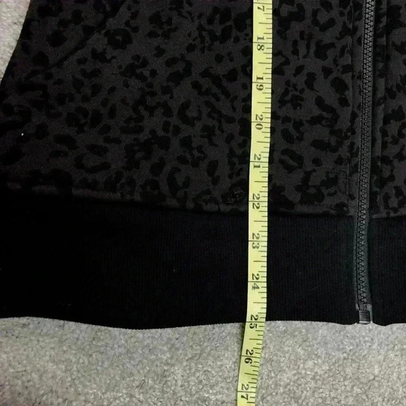 Athleta Hoodie Animal Print Full Zip Black and Brown Heavyweight Sz M DEFECTS - Picture 3 of 11